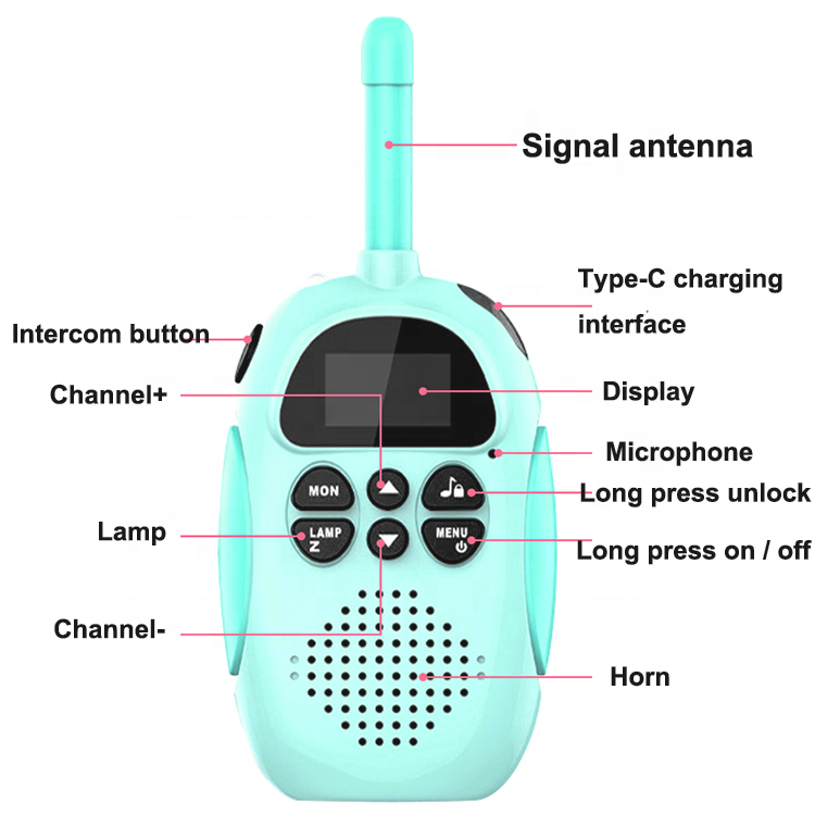 Kids 3 Mile Range Wireless Walkie Talkies Recharging Lanyard Design Toy Walkie Talkie