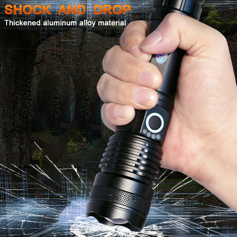 High Quality Powerful Flashlight 5 Modes USB Zoom Battery Best Camping Outdoor Waterproof Hiking Flashlight