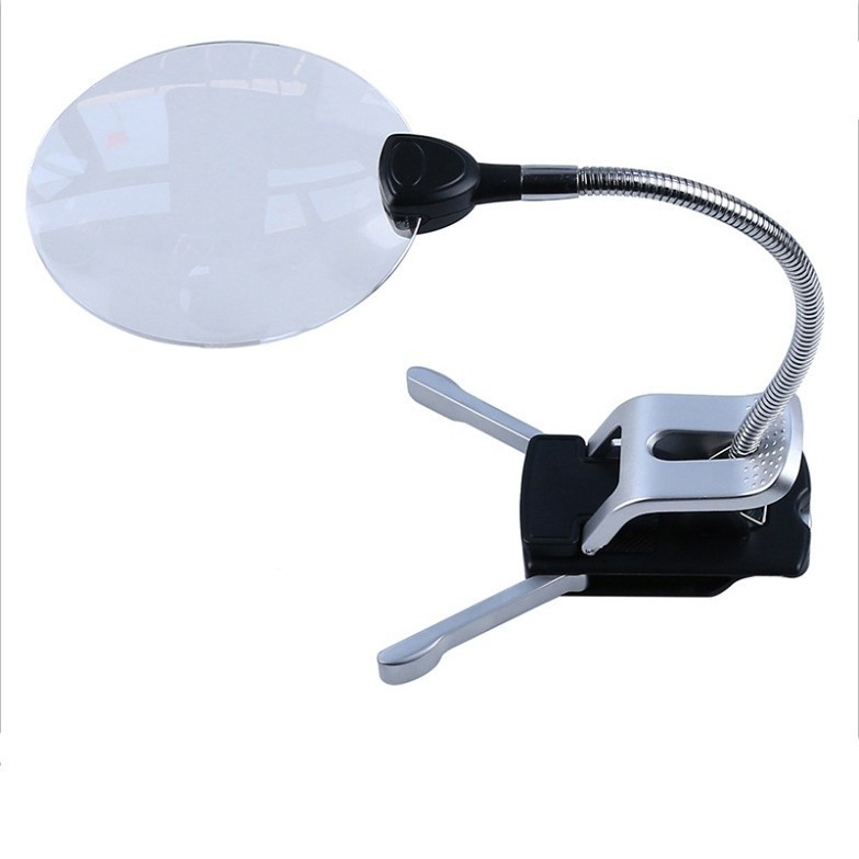 New Arrival Reading Desktop LED Magnifying Glass with LED 2X Magnifying Desktop magnifier with clip