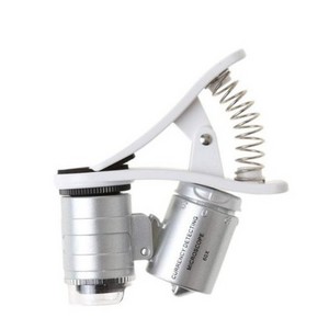 Universal 60x Zoom Clip-on Microscope Magnifier LED and UV Lights Phone Micro Lens Portable Pocket Size Jewelry Loupe