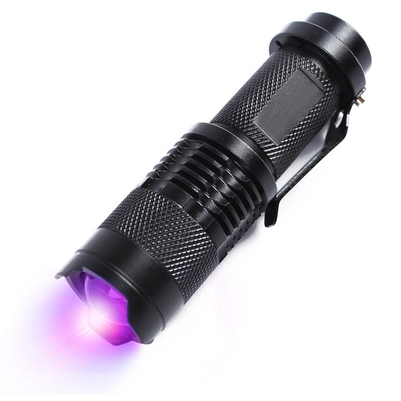 Mini Zoom UV Led Purple Light Flashlight Ultraviolet Torch Flashlight for Fluorescent Agent Detection