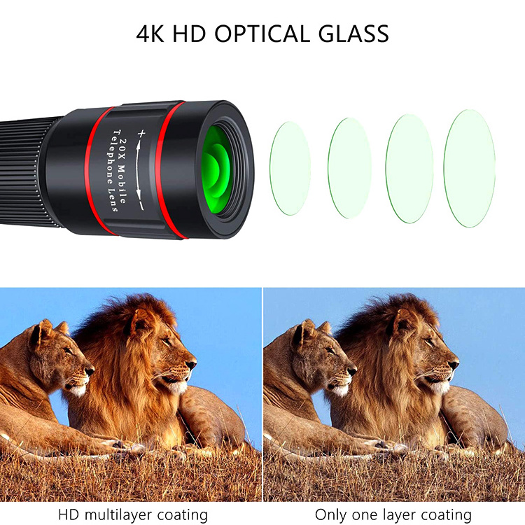 Zoom Mobile Phone Monocular Telescope 20X Camera Lens for iPhone Samsung Android