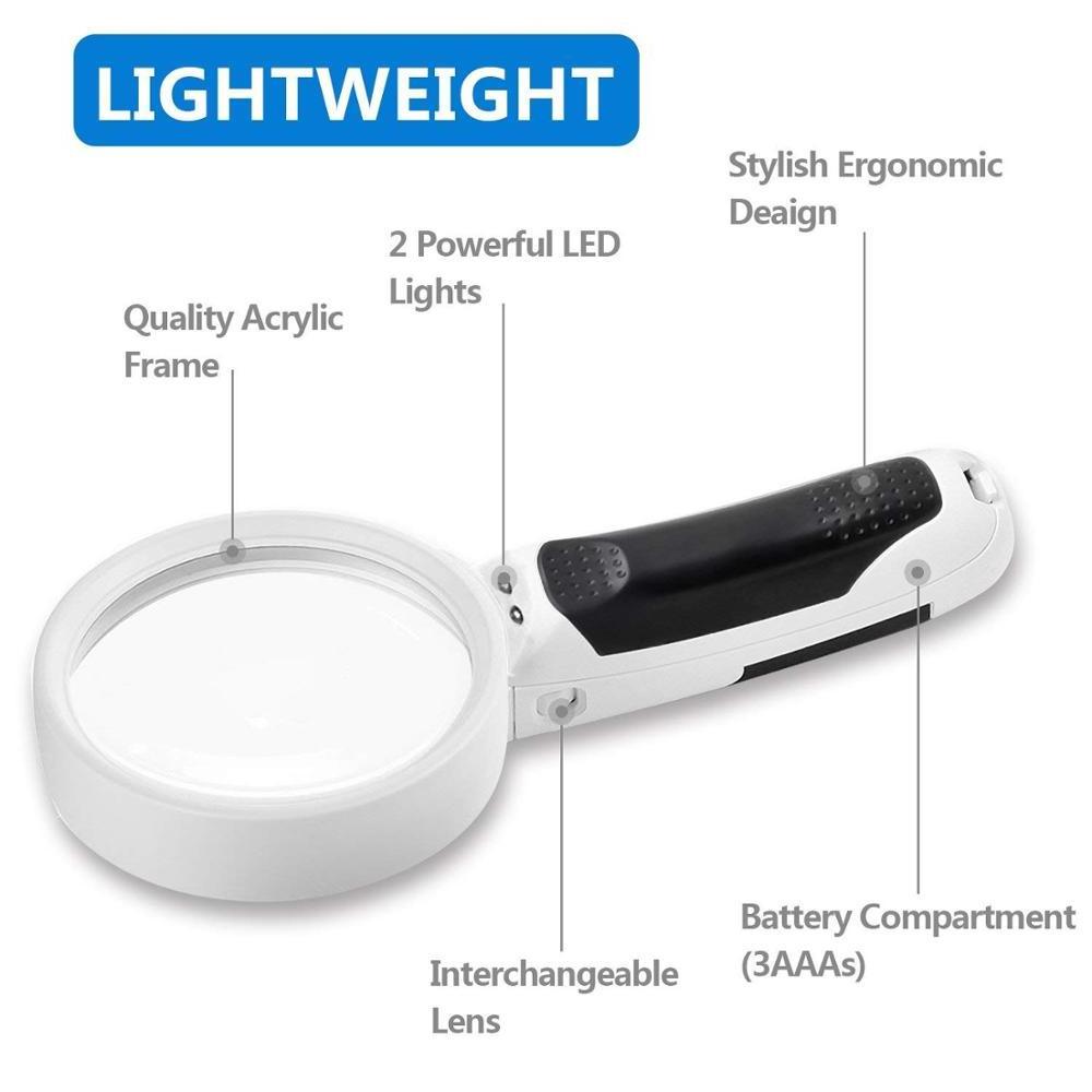 LED Illuminated Magnifier with Lights for Seniors Reading Magnifying Glass