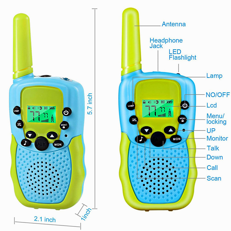 Kids Walkie Talkies 22 Channels 2 Way Radio Toy  LCD Flashlight 3 Miles Range Walkie Talkie for Outside Camping