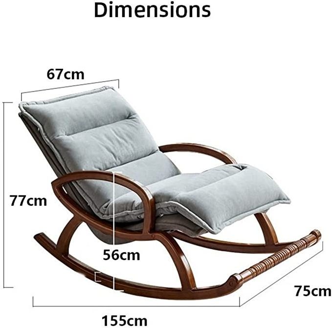 TRIHO S81034 Living Room Comfortable Wood Furniture Lazy Recliner Lounge Chair Balance Wooden Rocker Rocking Chairs