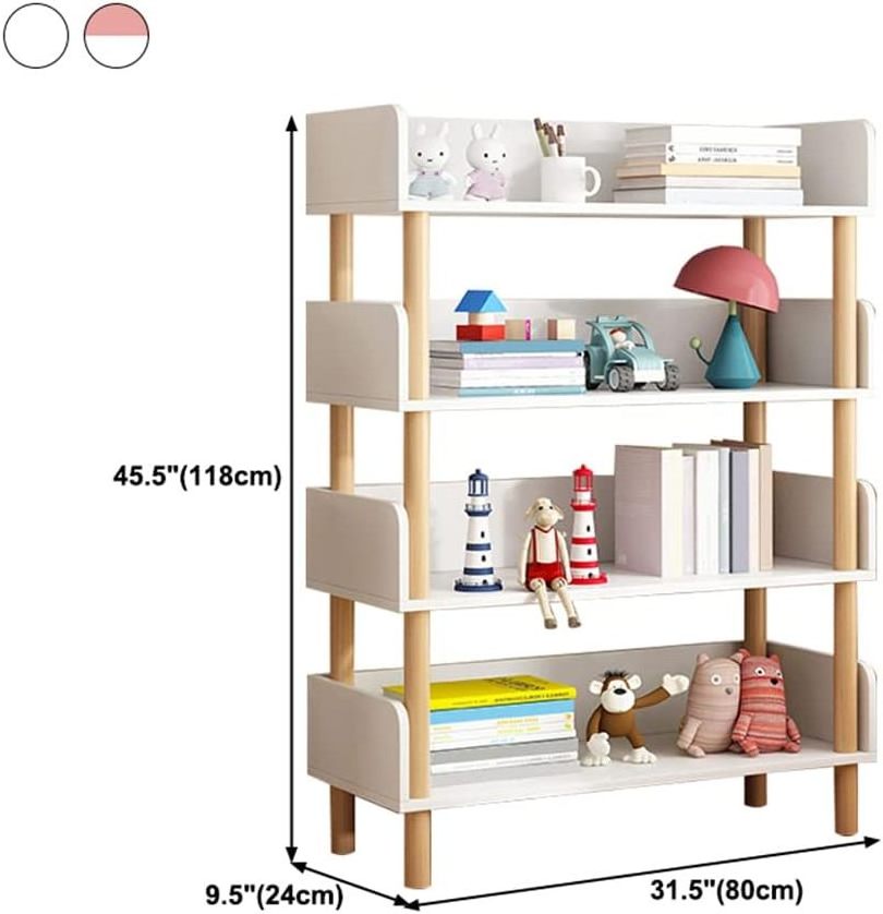 THLC - 0027 American Kids Bookshelf Modern 5-Tier Tall Library Bookcase with Open Storage Shelves Wood Display Shelving