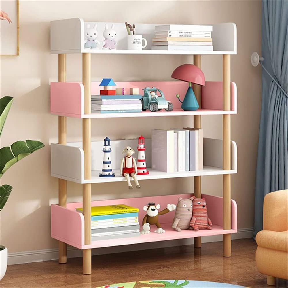 THLC - 0027 American Kids Bookshelf Modern 5-Tier Tall Library Bookcase with Open Storage Shelves Wood Display Shelving