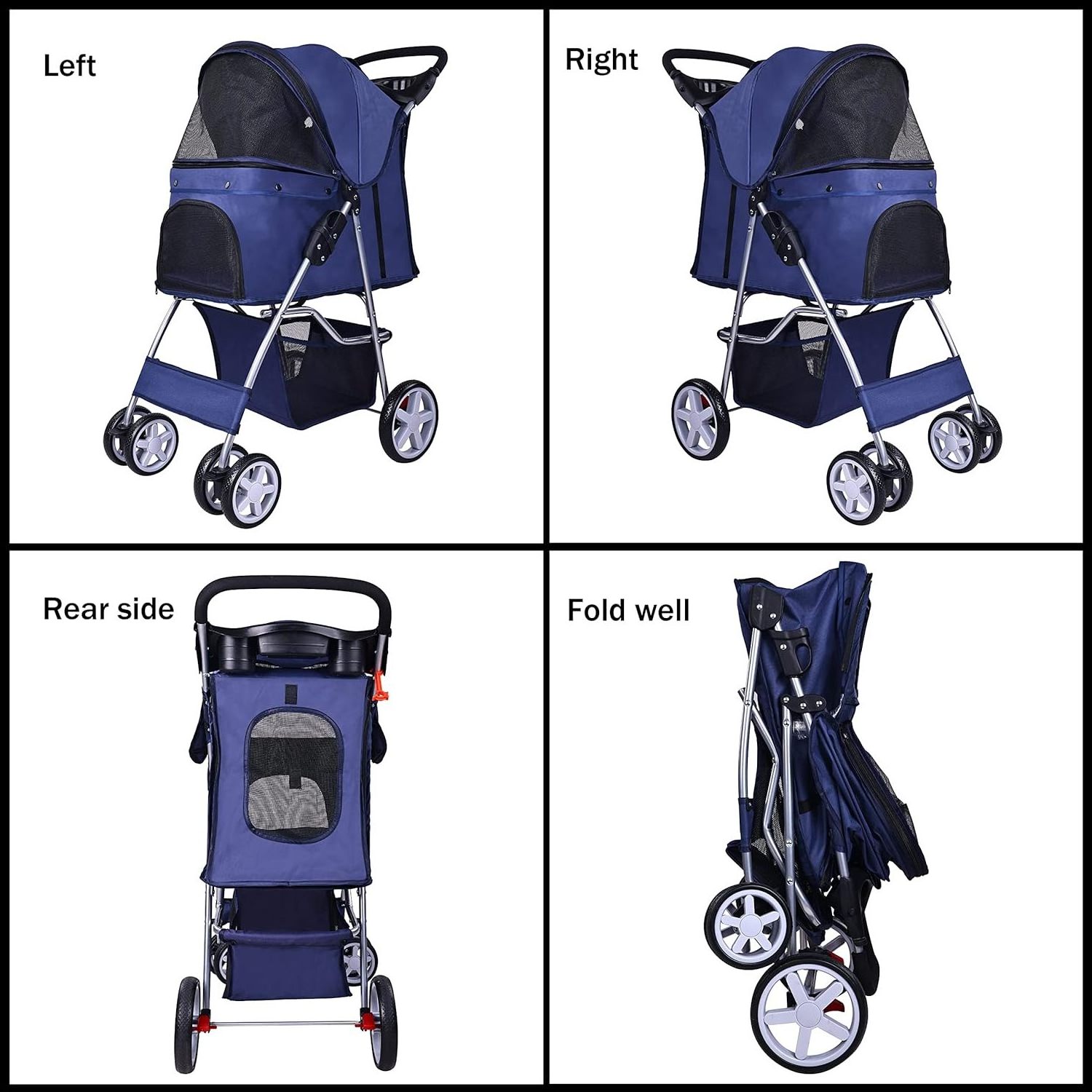 TH-PSP-396 American Standard Dog Stroller Lightweight Foldable Portable Compact Jogger Pet Gear Puppy Travel Pet Stroller