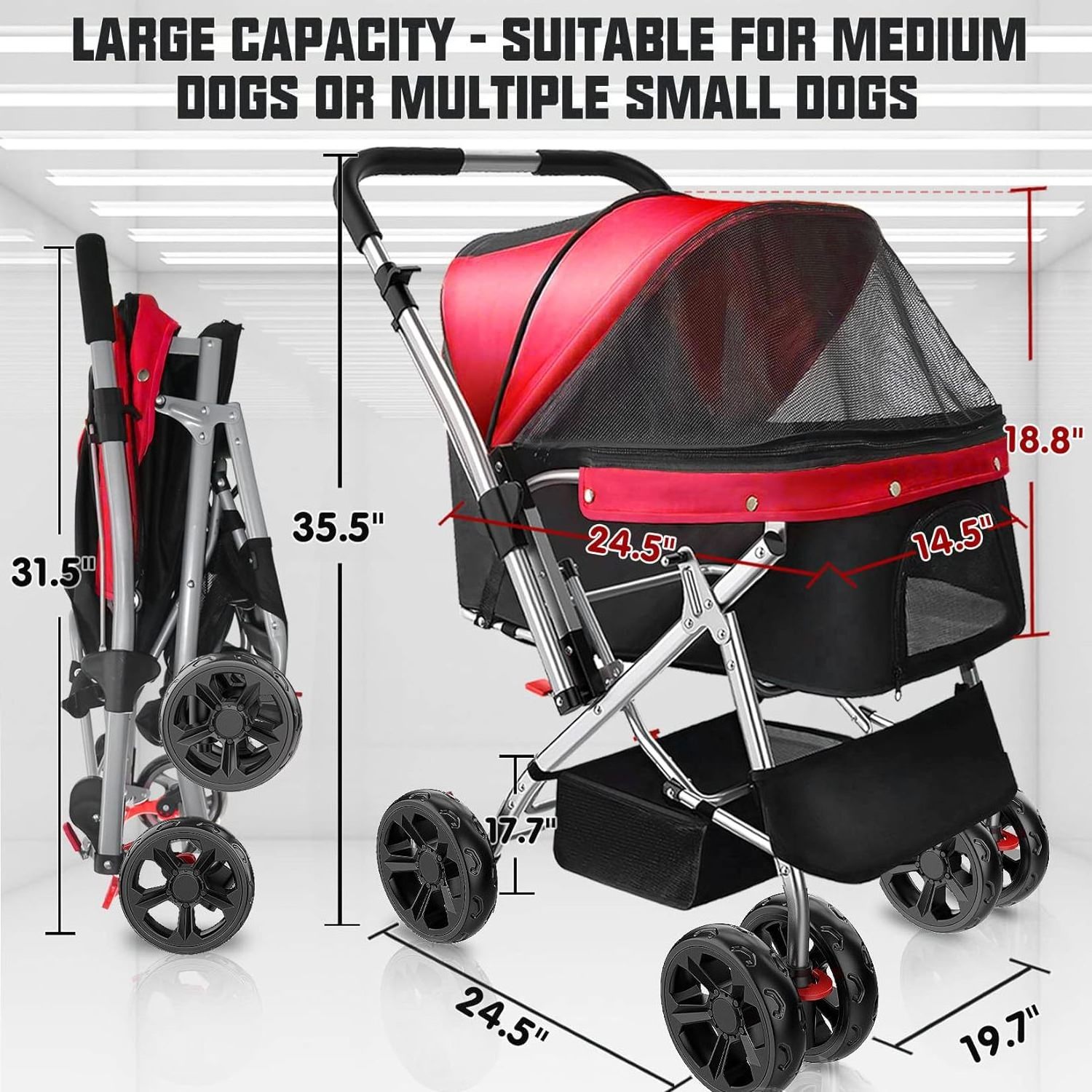 TH-PSP-300 Large storage Design Strong frame Standard Pet Stroller Comfort Medium Cat stroller