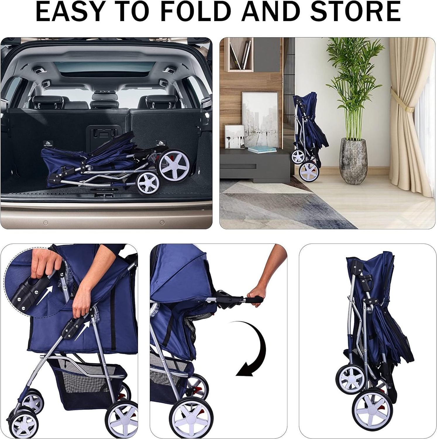 TH-PSP-396 American Standard Dog Stroller Lightweight Foldable Portable Compact Jogger Pet Gear Puppy Travel Pet Stroller