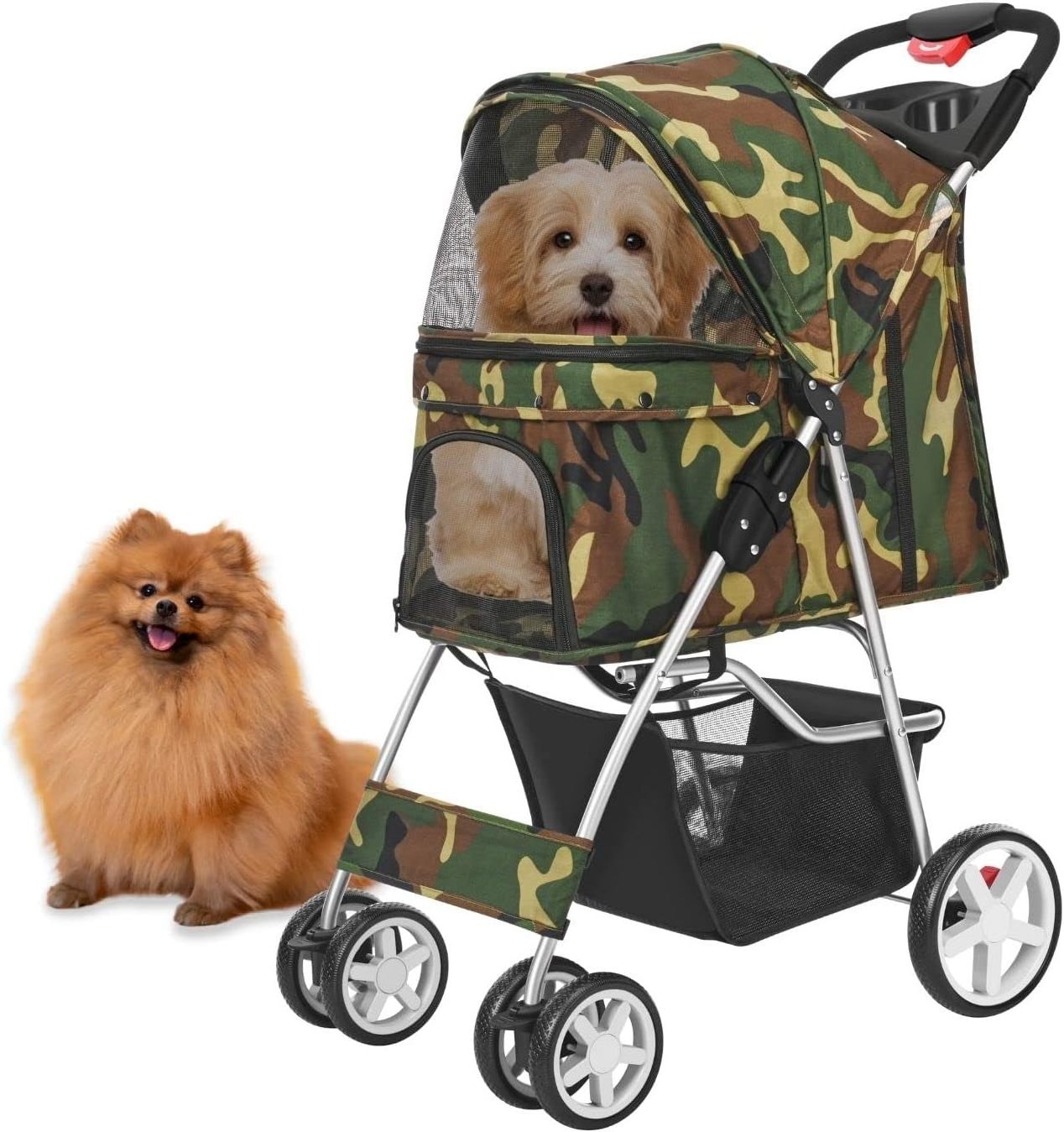 TH-PSP-232 American Standard Manufacturer Pet Stroller Style Steel Frame Pet Trolley With Brake for Wheel