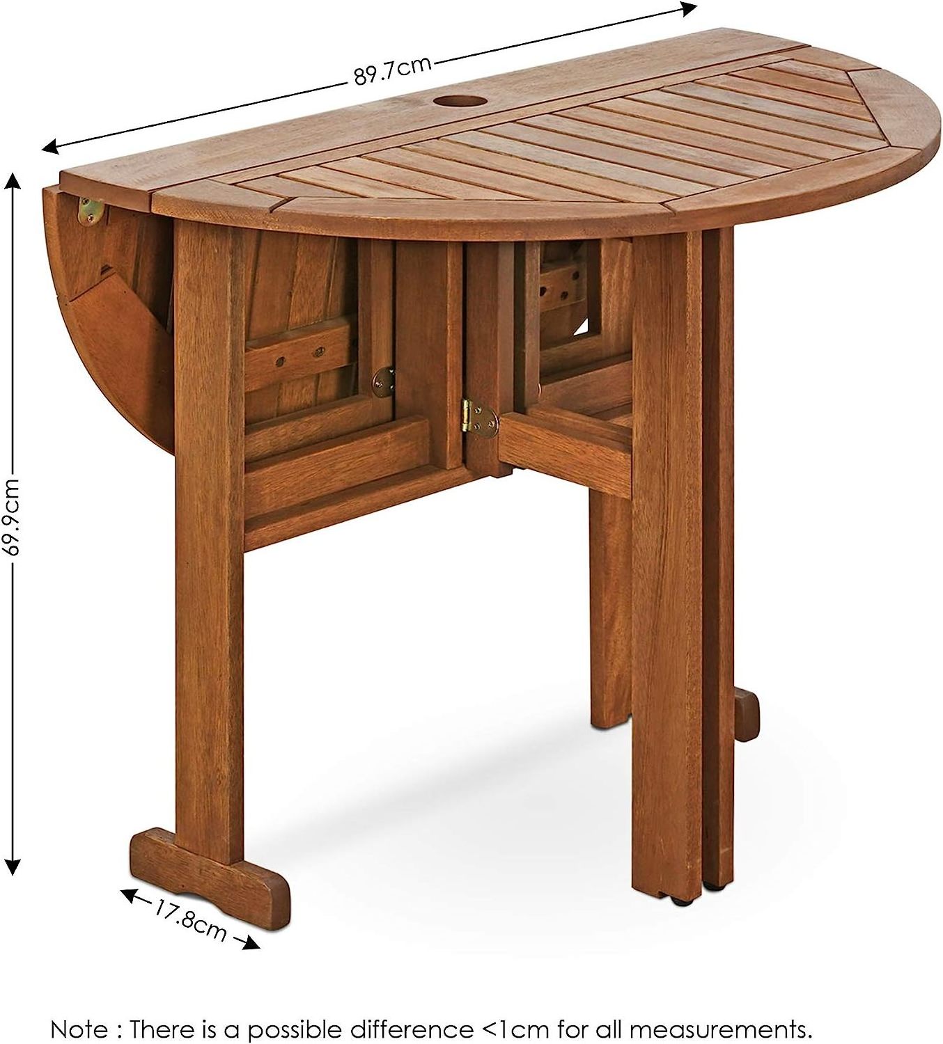 THCT - 0058 American Custom Hardwood Patio Furniture Gateleg Round Table in Teak Oil Natural