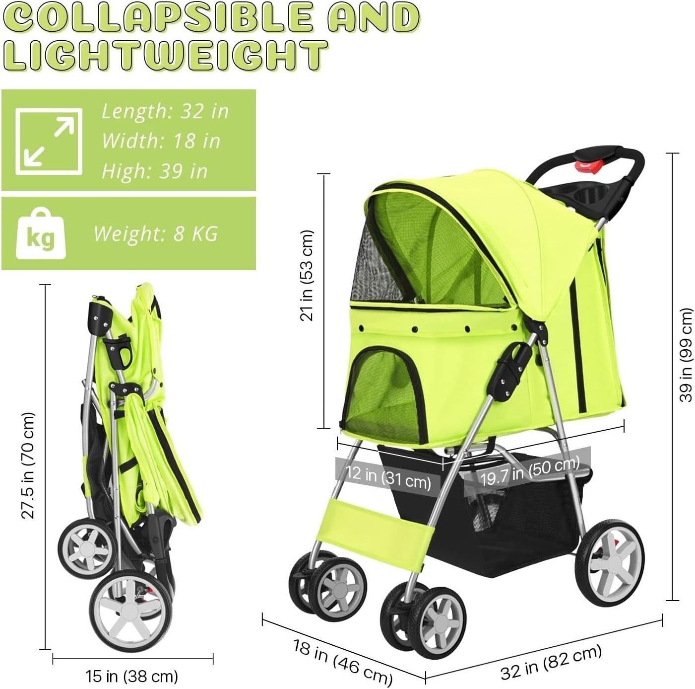 TH-PSP-126 Vietnam Pet Stroller Classic design American Standard Wholesale Luxury pet stroller Cage Pet Cart Carrier