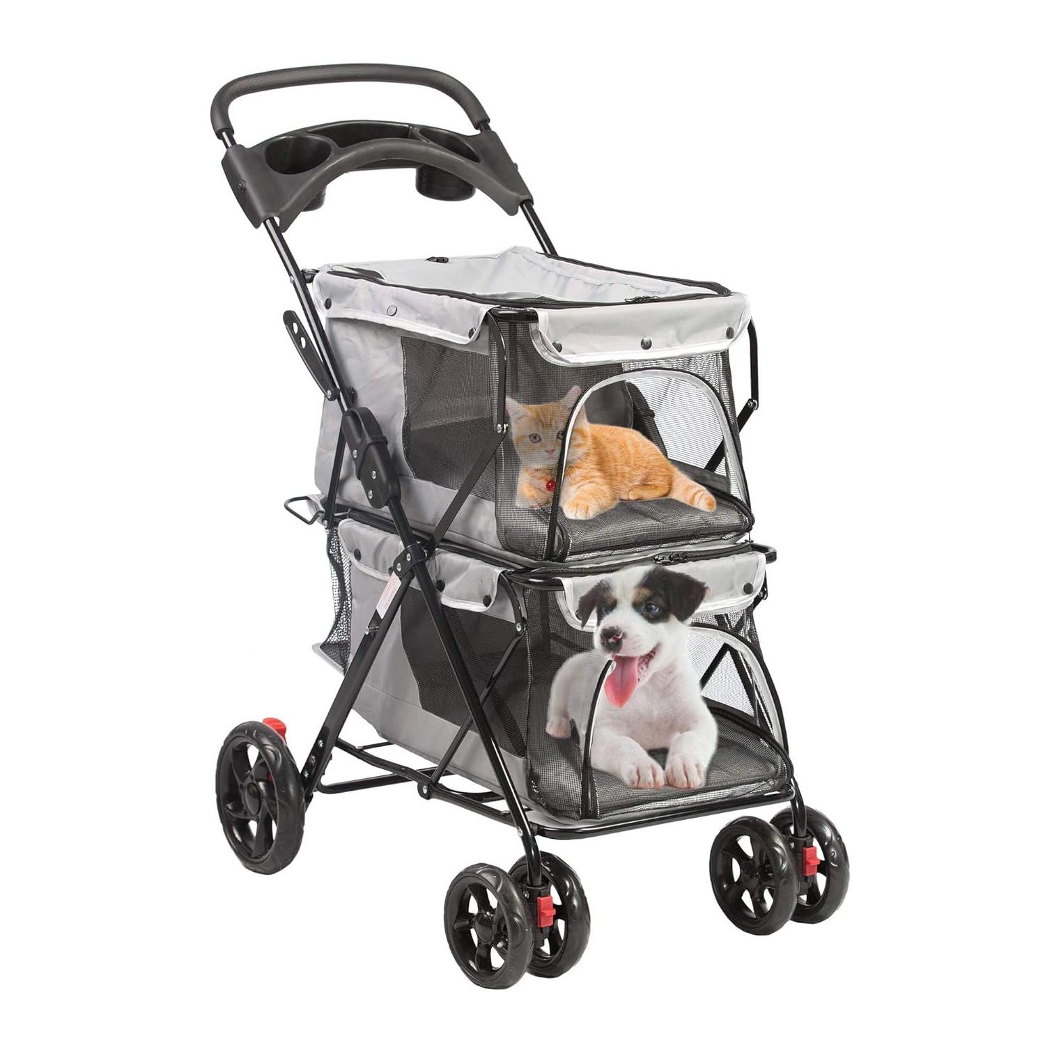 TH-PSP-092 Vietnam Factory pet stroller Dual Cage Pet Cart Carrier For medium Dog Traveling