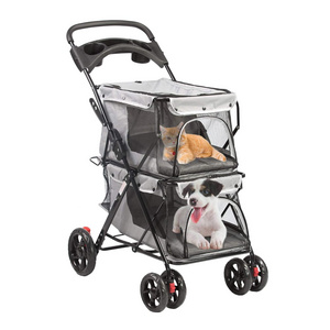 TH-PSP-092 Vietnam Factory pet stroller Dual Cage Pet Cart Carrier For medium Dog Traveling