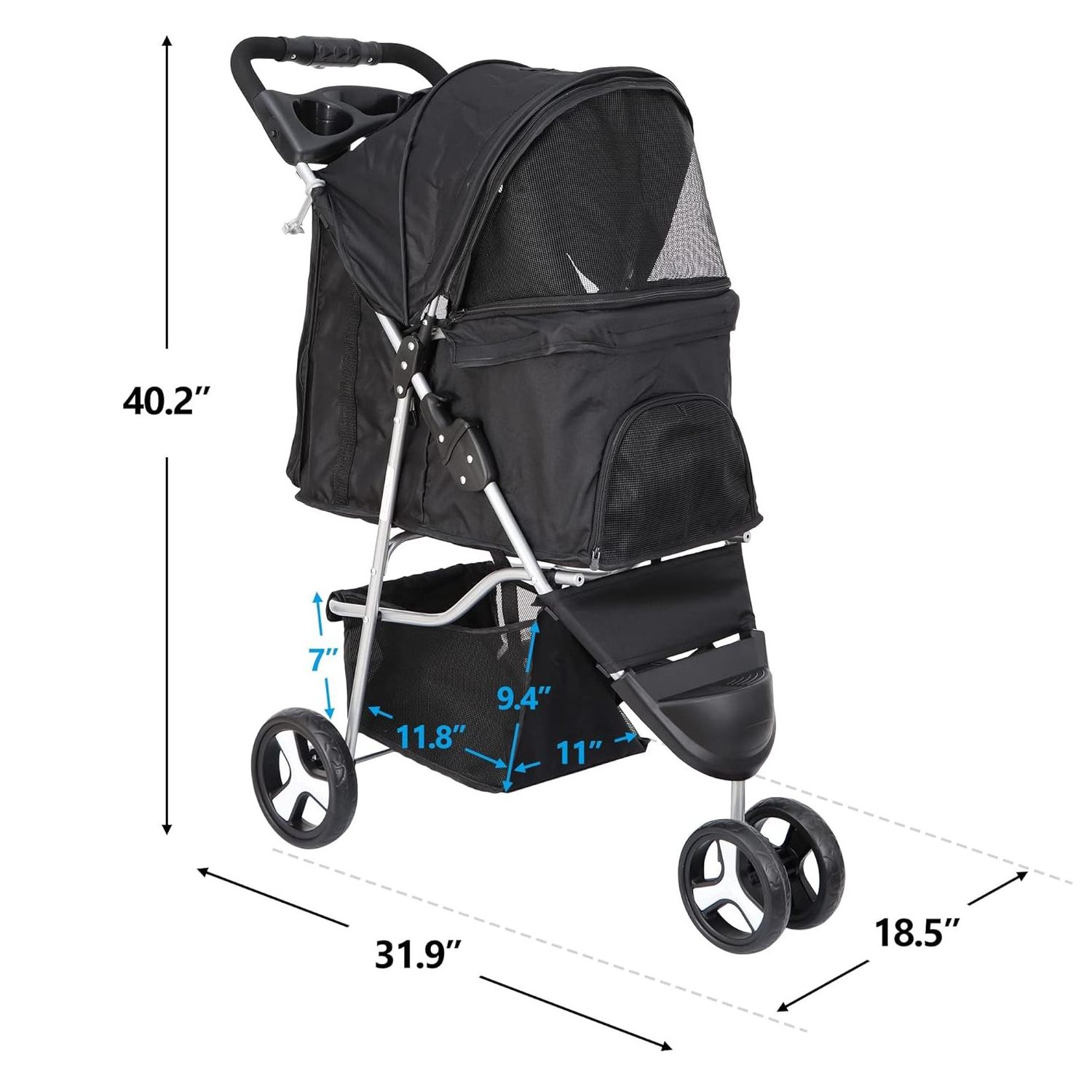 TH-PSP-399 Customization support Dog Stroller Lightweight Foldable Portable Compact Jogger Pet Gear Puppy Travel Pet Stroller