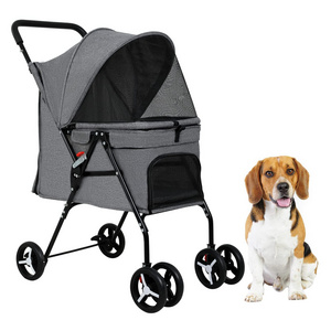 TH-PSP-442 Compact design Pet Stroller for Convenience and Mobility Effortless Cat and Dog Pet Carrier Storage Compartment