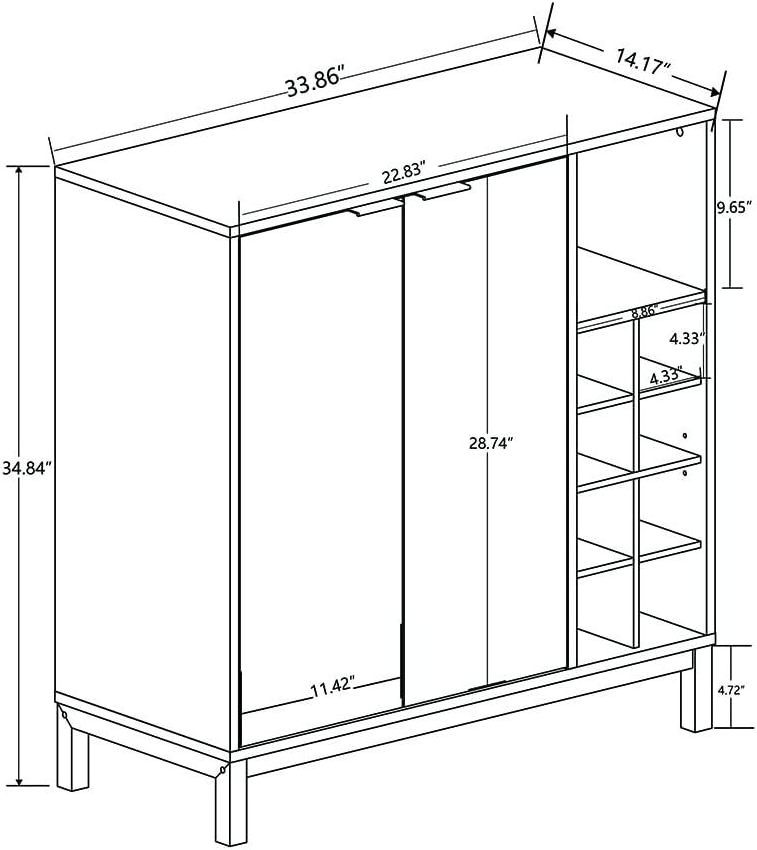 THLC - 0069 American Mid-Century Modern Wood Buffet Sideboard Coffee Bar Cabinet with Storage