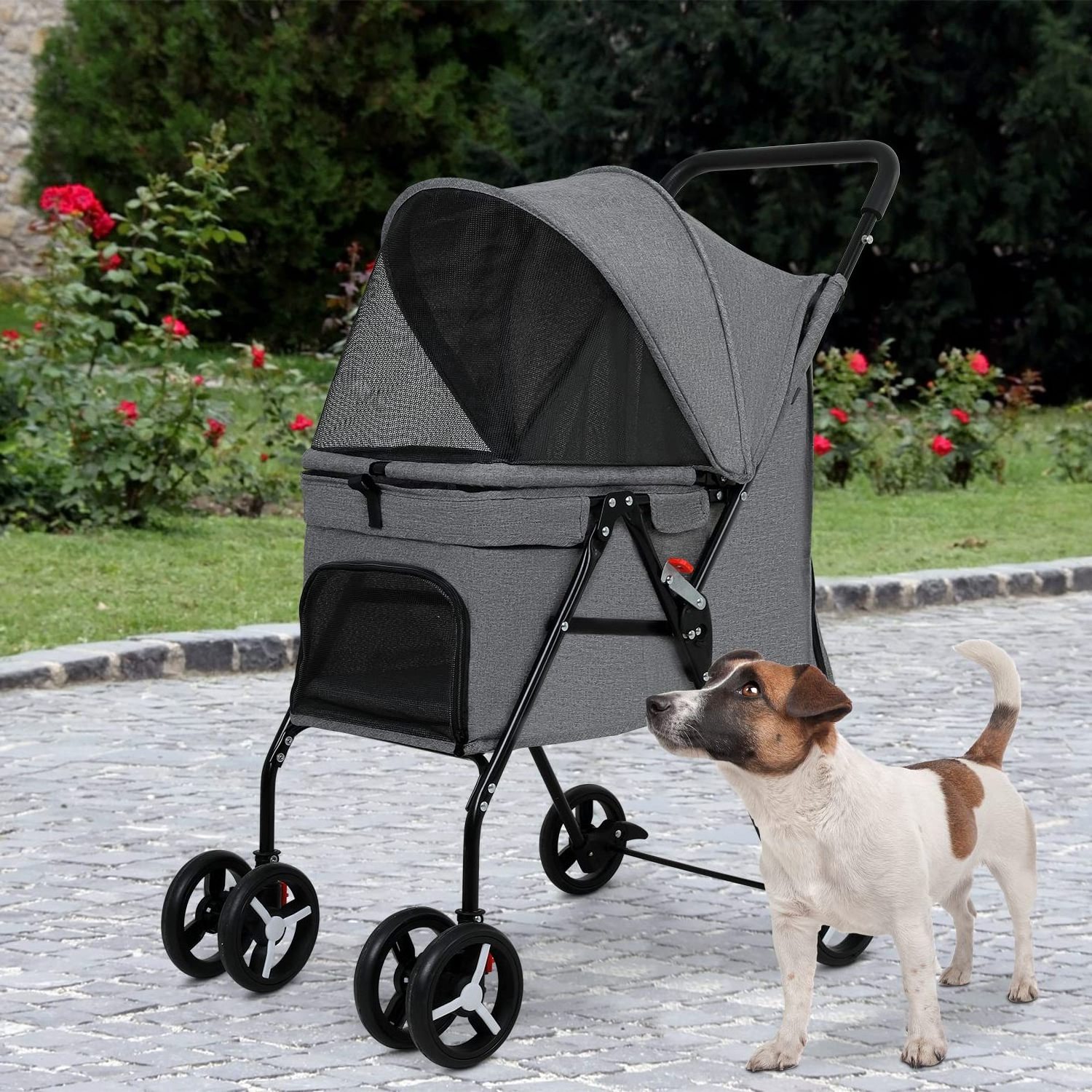 TH-PSP-442 Compact design Pet Stroller for Convenience and Mobility Effortless Cat and Dog Pet Carrier Storage Compartment