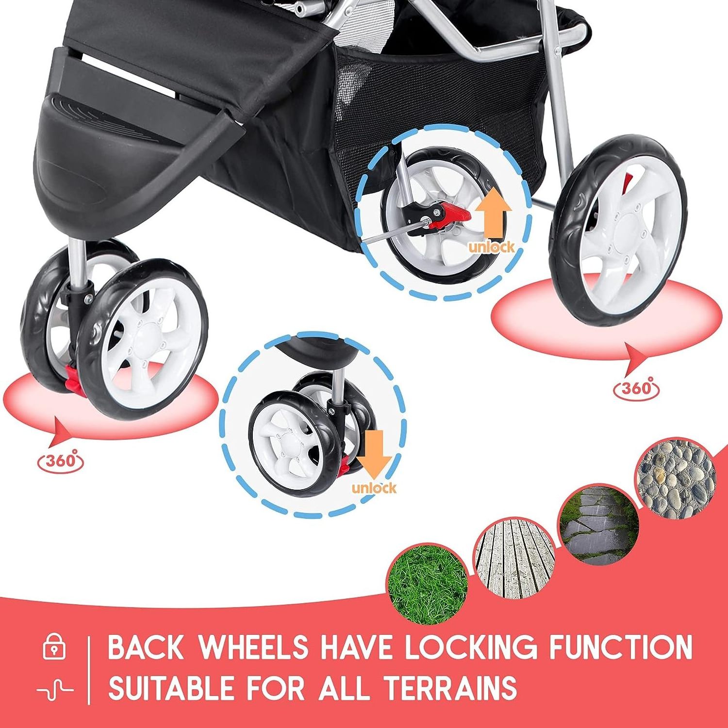 TH-PSP-166 Latest Italian Pet Stroller cheap Price Medium Pet Cats and Dogs pet stroller water proof