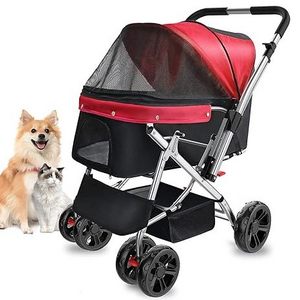 TH-PSP-438 Italian Design Dog Cat Stroller for Medium Small Dogs Cats Folding Cat Jogger Stroller with Storage Basket