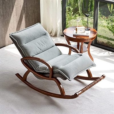 TRIHO S81034 Living Room Comfortable Wood Furniture Lazy Recliner Lounge Chair Balance Wooden Rocker Rocking Chairs