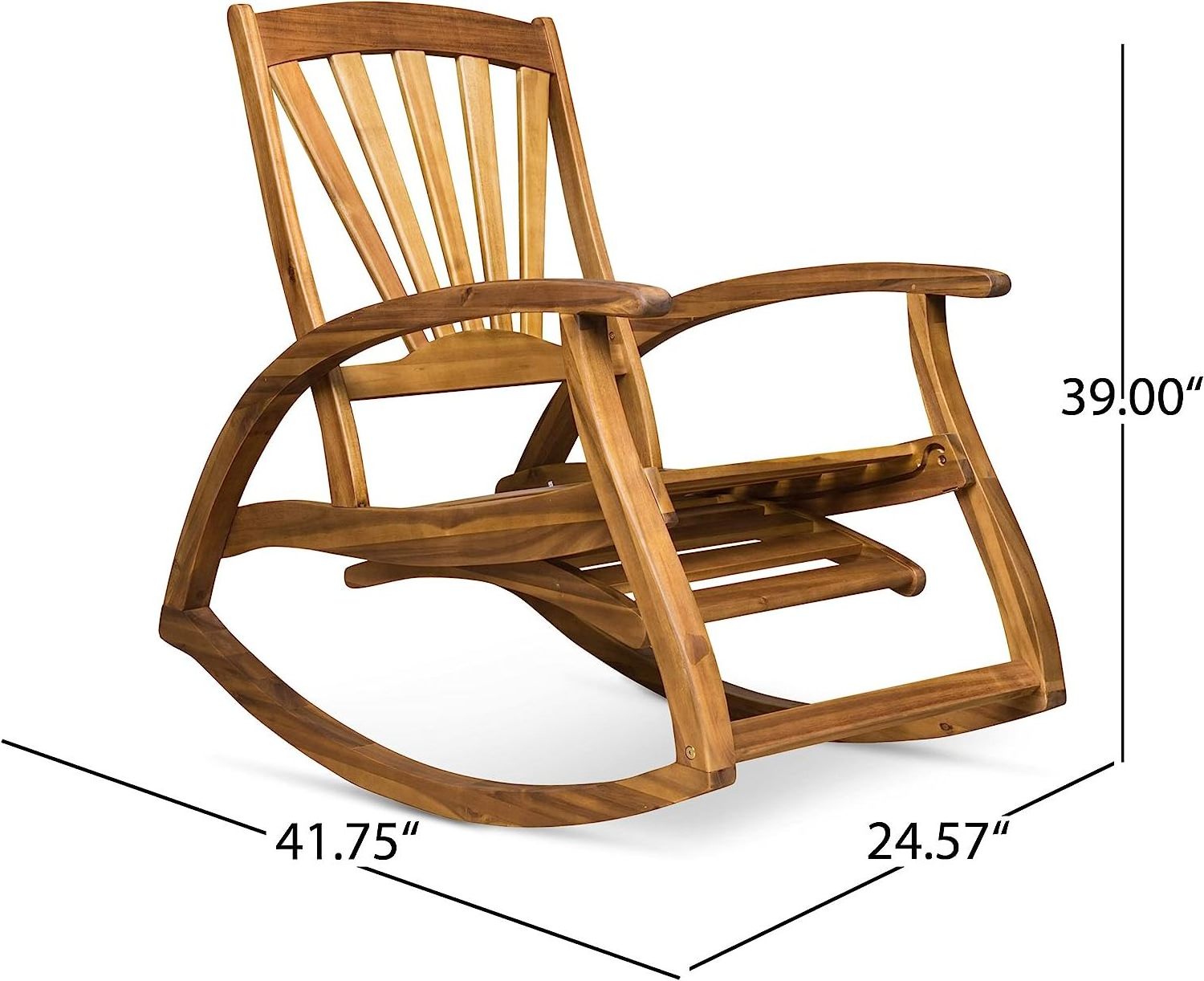 THLCr - 0065 Modern Custom Design Home Outdoor Acacia Wood Rocking Chair with Footrest in Teak Finish for living room