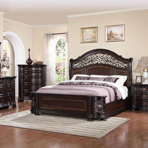 High Quality Luxury Antique French Style European Solid Wood Bedroom Furniturewooden Box Bed Design Royal Bed