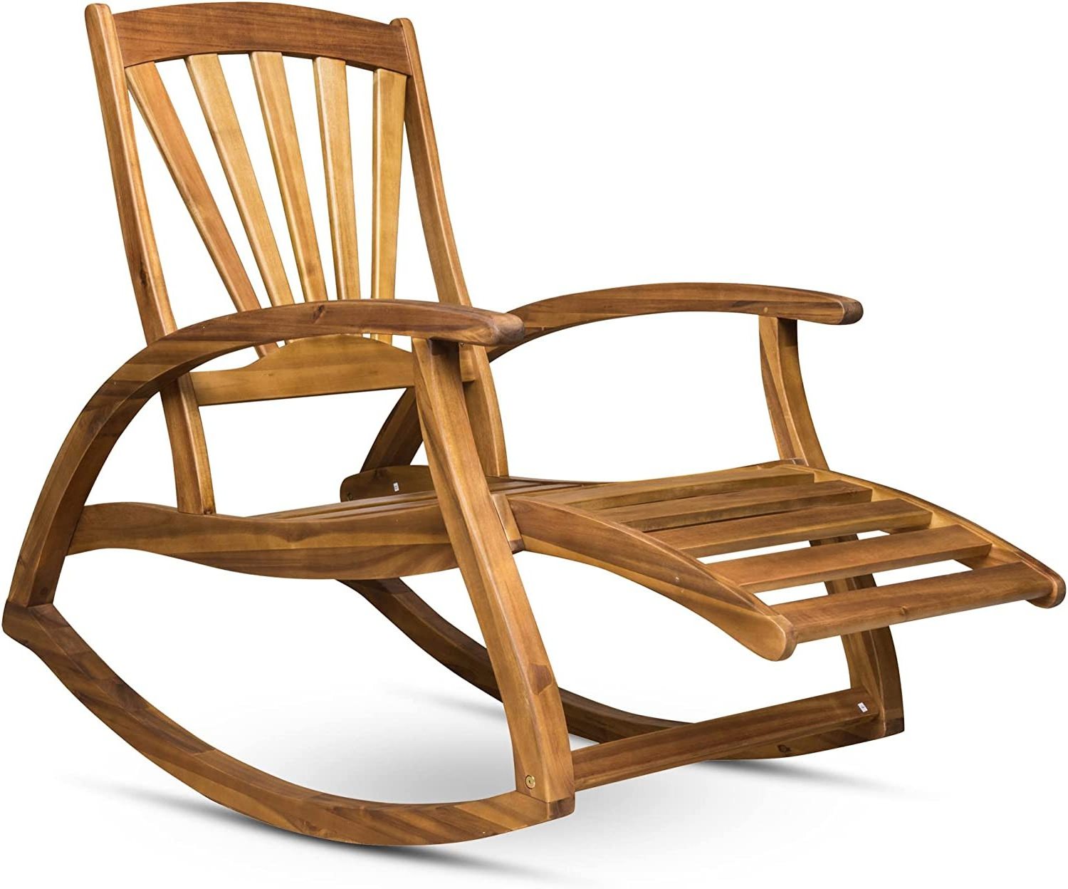 THLCr - 0065 Modern Custom Design Home Outdoor Acacia Wood Rocking Chair with Footrest in Teak Finish for living room