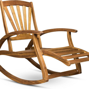 THLCr - 0065 Modern Custom Design Home Outdoor Acacia Wood Rocking Chair with Footrest in Teak Finish for living room