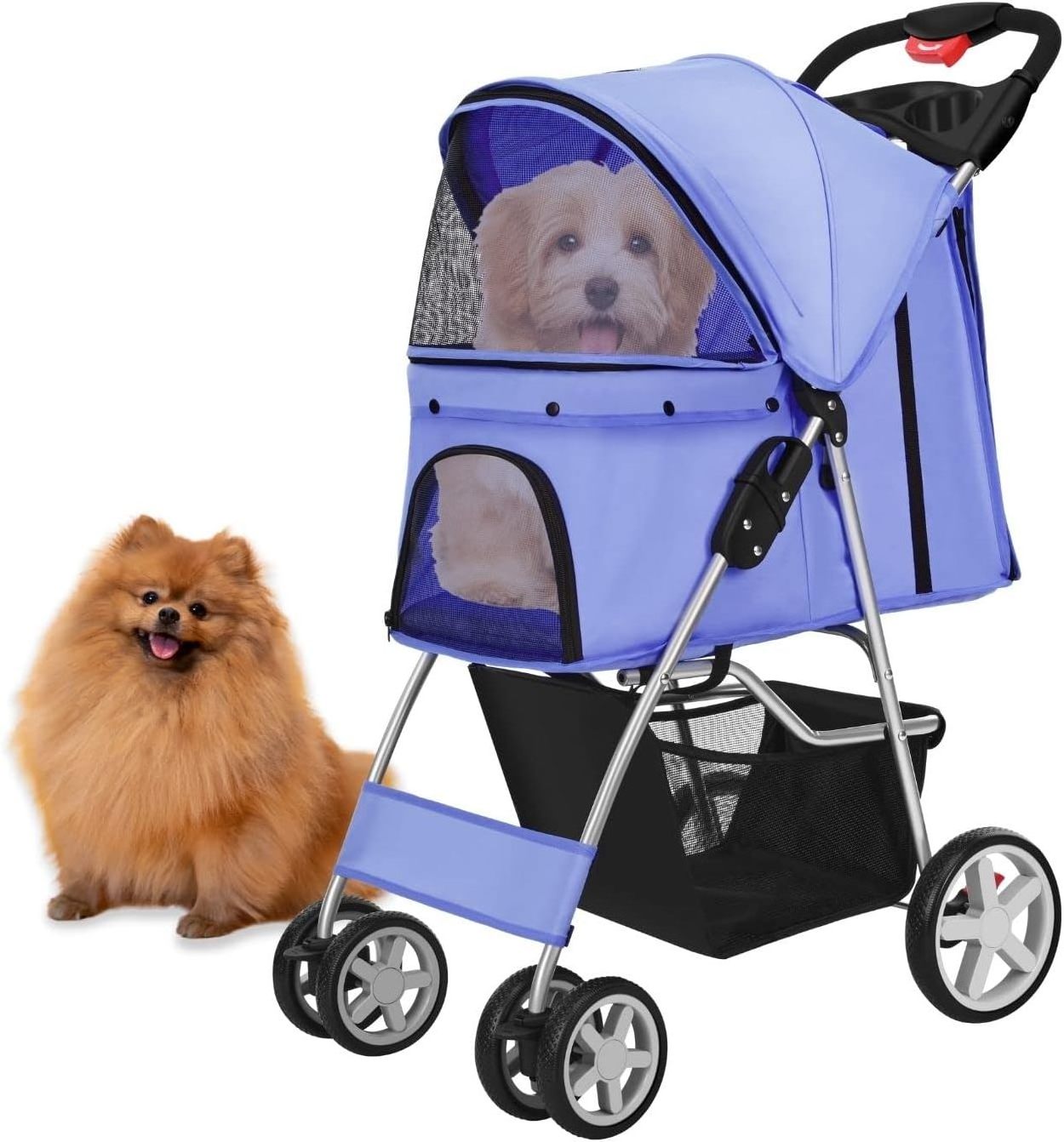 TH-PSP-440 Compact design Dog Cat Stroller for Medium Small Dogs Cats Folding Cat Jogger Stroller with Storage Basket Breathable