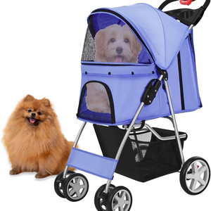 TH-PSP-440 Compact design Dog Cat Stroller for Medium Small Dogs Cats Folding Cat Jogger Stroller with Storage Basket Breathable