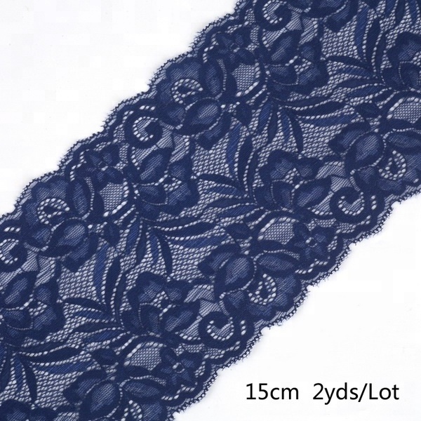 Hot Sale 15cm Width Colorful Stretch Elastic Lace Trim Fabric For Dress