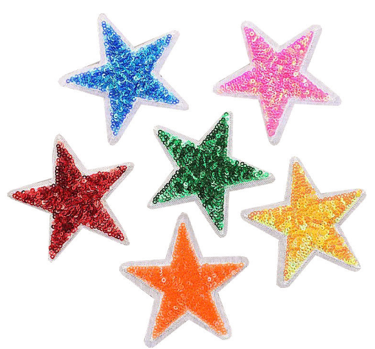 Embroidered  Sequins Sew Patch Large Star Sequins Applique For Clothes Curtain Home Wedding Party Deco