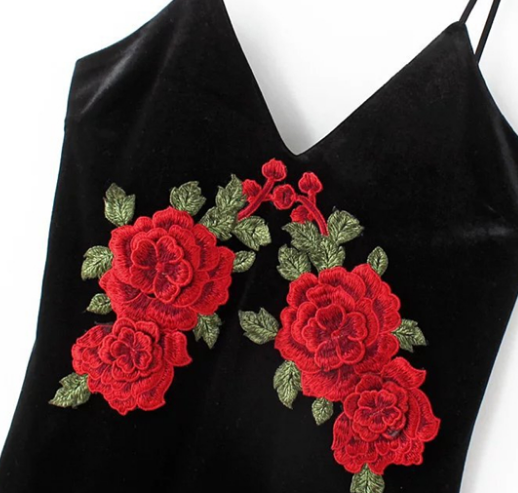 Bella Philosophy 2016 autumn winter retro sexy red flower embroidered patch