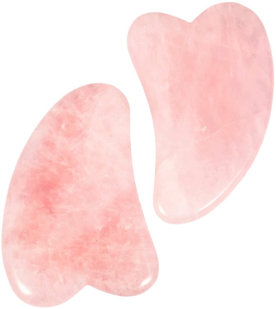 pink rose quartz gua sha board skin renewal natural handmade healing jade stone guasha scraping facial massage tools