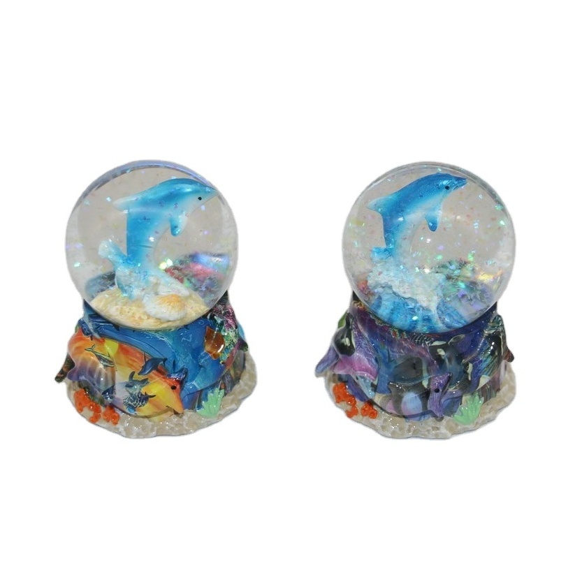 Glitter Flake Water Ball Resin Dolphin Snow Globe