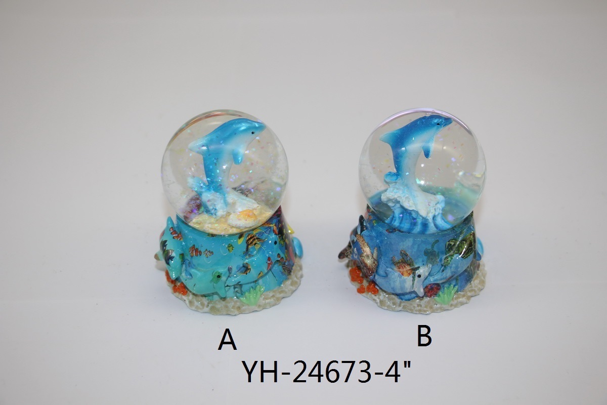 Glitter Flake Water Ball Resin Dolphin Snow Globe