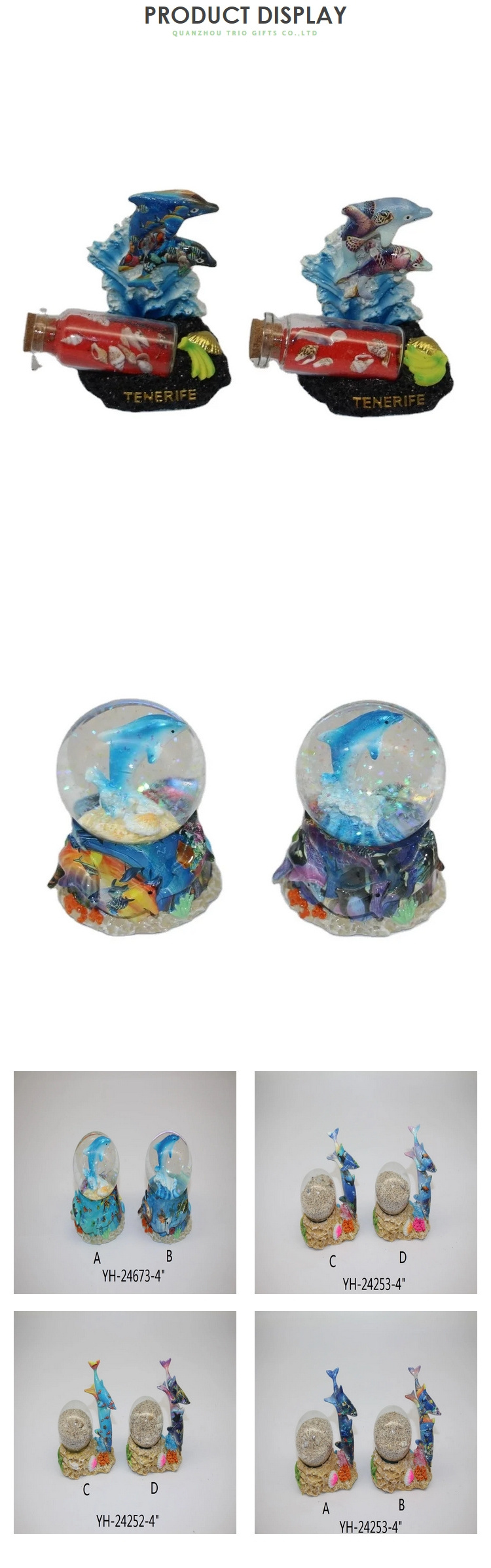 Glitter Flake Water Ball Resin Dolphin Snow Globe