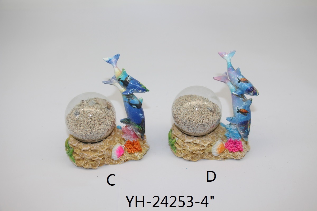 Glitter Flake Water Ball Resin Dolphin Snow Globe