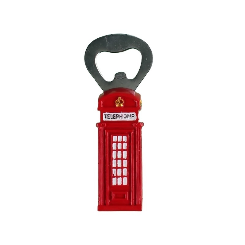 3D polyresin hand printed London red phone booth decoration tourist souvenir England soldier fridge magnet bottle opener