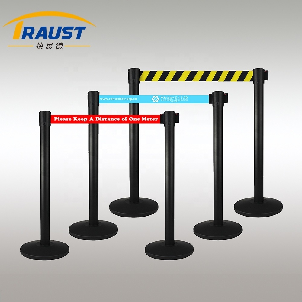 Traust black retractable barrier vip stanchion queue stands