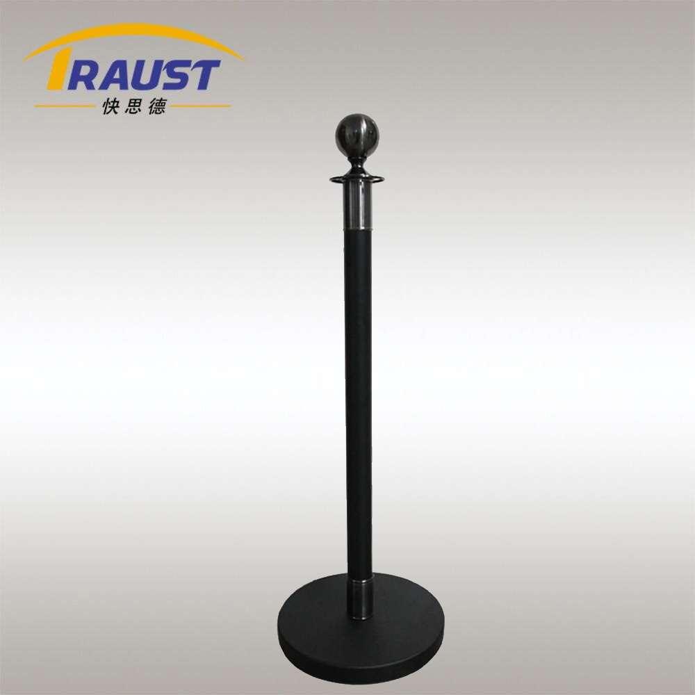 Traust wholesale outdoor sign stand stainless steel black pipe queue pole barrier post stanchions set for crowd control