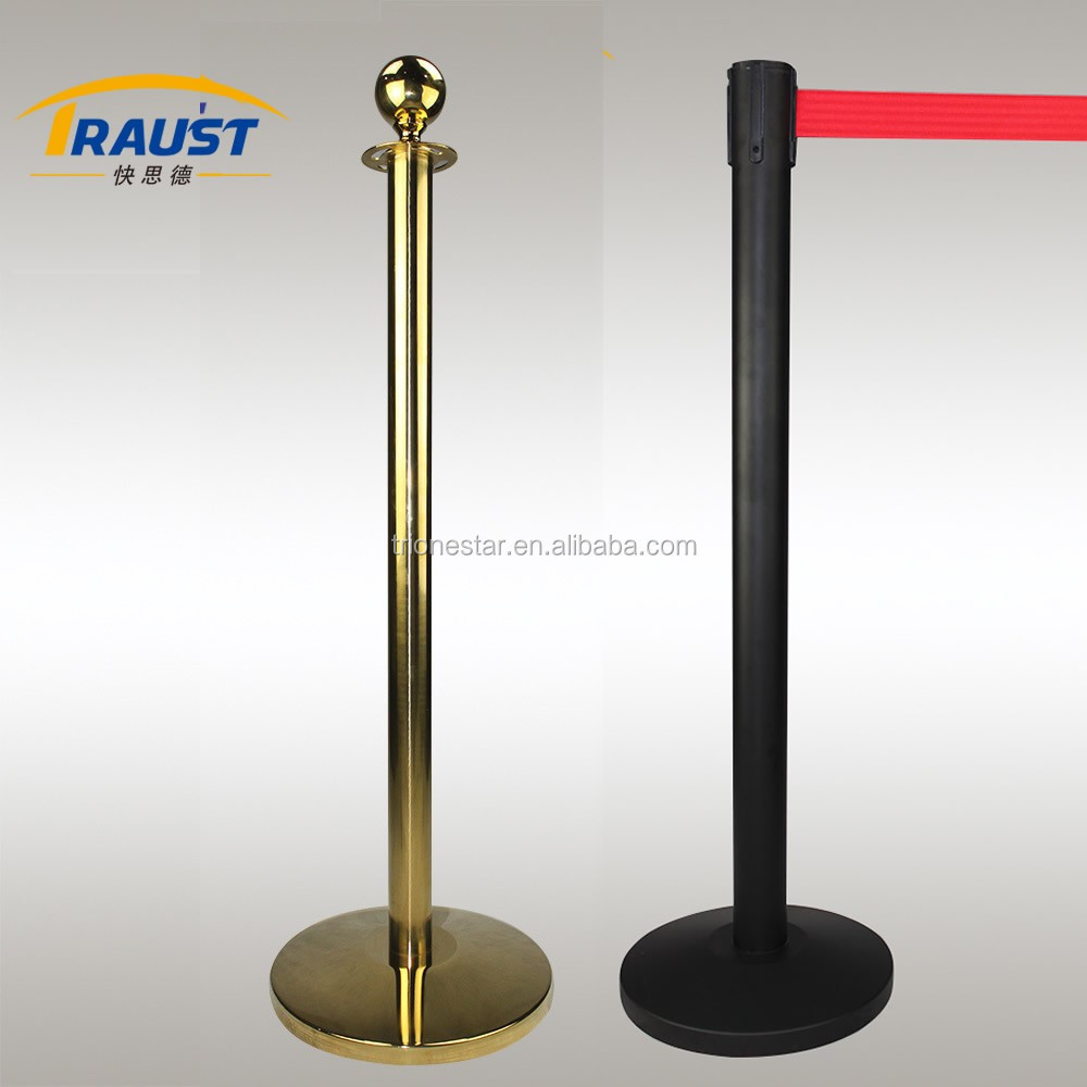 Economy China hot sale belt stanchion, barrier post, crowd control velvet rope barrier red carpet poles