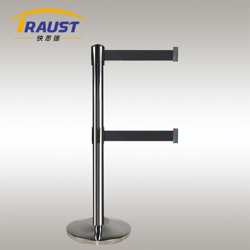 Traust removable security retractable double belt metal barricade, queue tape airport barricade