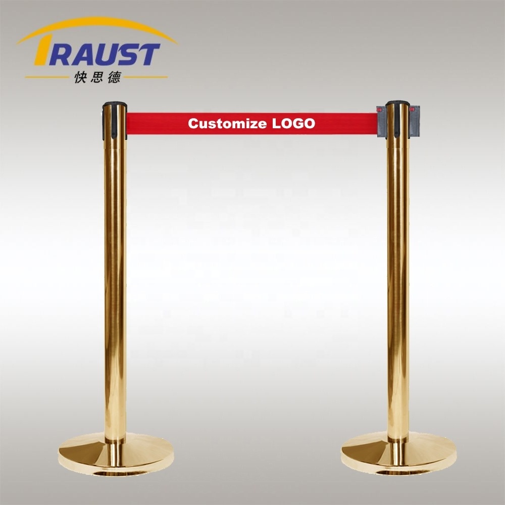 Traust black retractable barrier vip stanchion queue stands