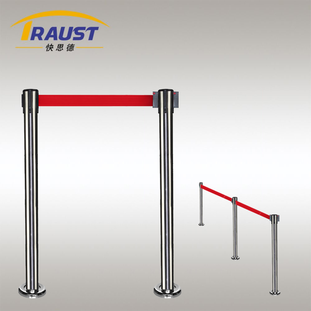 Traust museum station theater custom line stainless steel queue stand barrier post stanchions rope product for sale