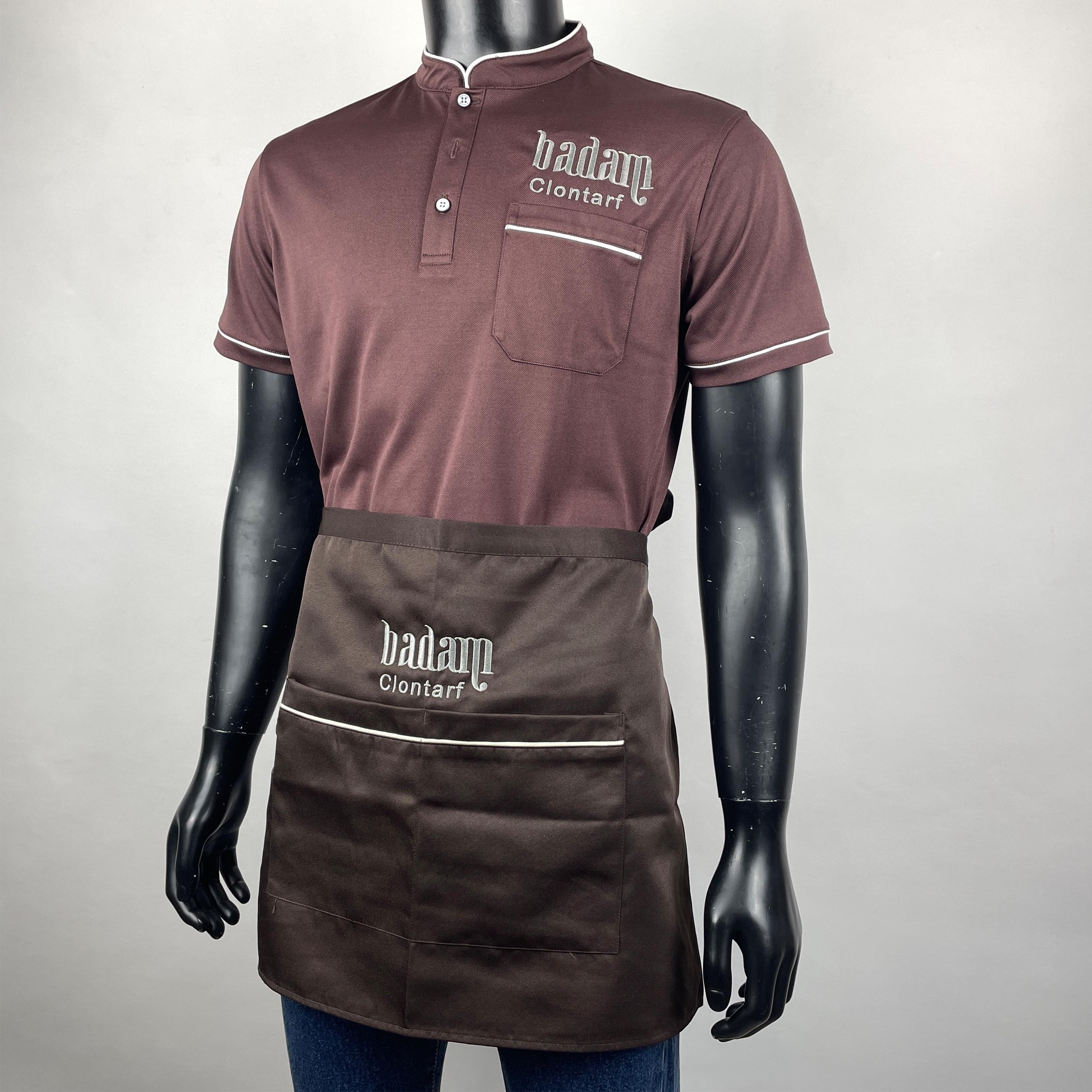 Solid Color Polo T Shirts Restaurant Bar Waiter Uniforms Wholesale Overall set Cafe Bar Uniforms