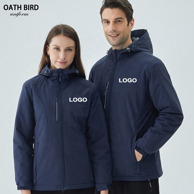 Custom Company logo Windproof Hiking Coat Hooded Outdoor Waterproof Polar Fleece Softshell Men Winter Jackets Uniform