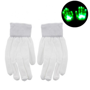 LED Skeleton Gloves Finger Lights, Fingertips Flashing White Rave Gloves, Halloween Costume Party Favors Light Up Toys for adult